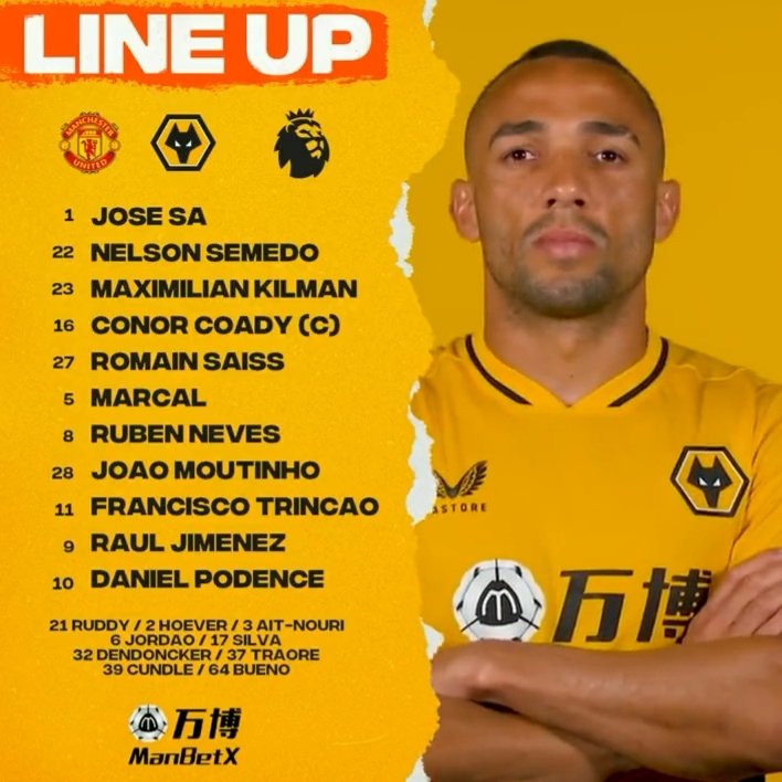 SobrePLBR's tweet photo. Times escalados para o único jogo dessa tarde!

Manchester United com Phil Jones(!!!) Fred, Bruno fernandes, Rashford e Alex Telles começam no banco.

Wolves com a escalação padrão, mas não conta com o Nouri (lesionado).

Jogo começa 14h30, na ESPN Brasil.

#MANWOL https://t.co/EdagWJzLWM