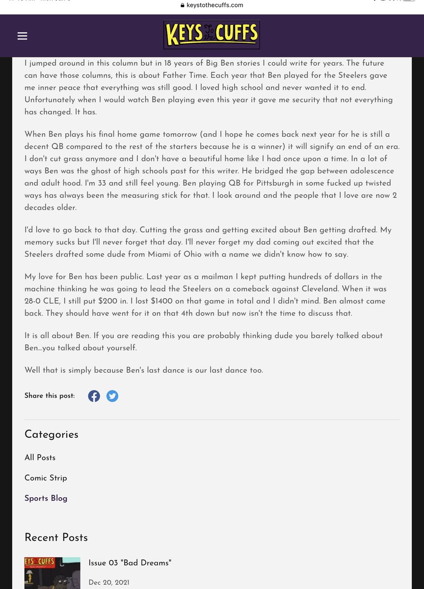 JoshKingMedia's tweet photo. Ben Roethlisberger column written by Josh King 65. https://t.co/XsoBEQf049