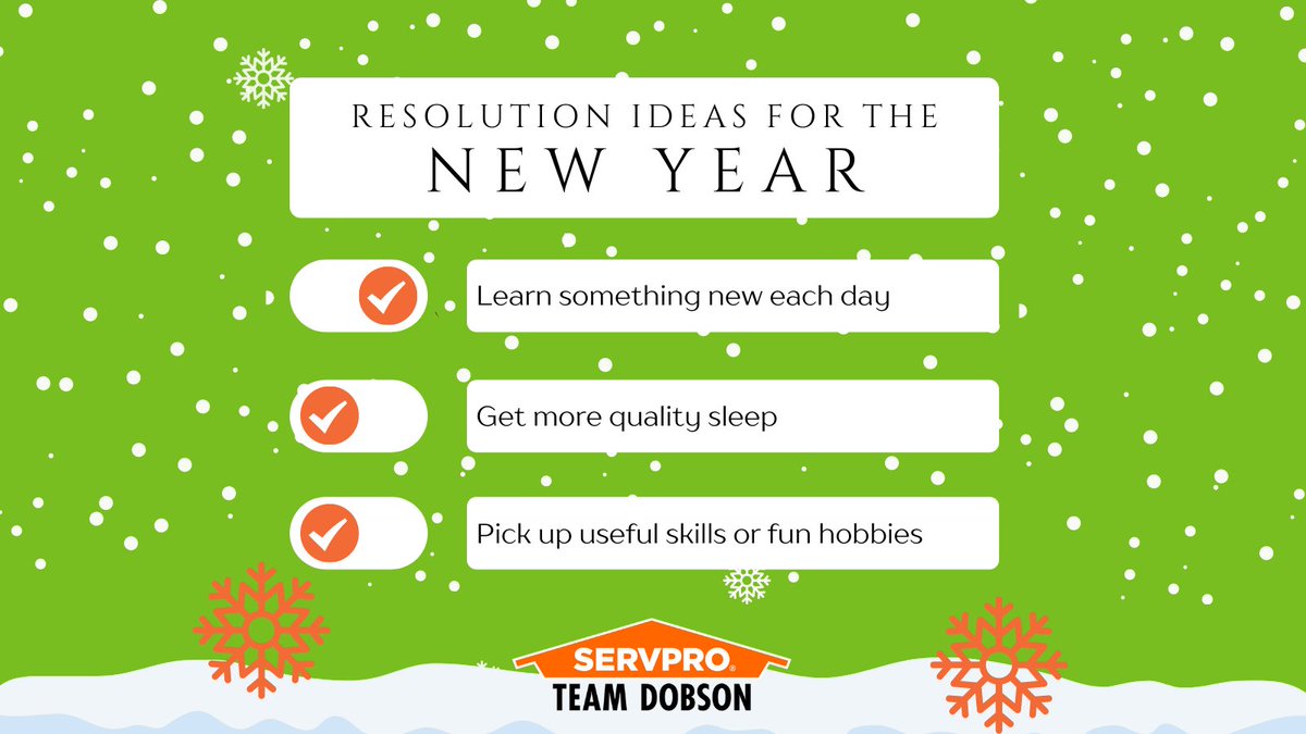 servproant's tweet image. There's nothing better than setting goals at the beginning of the year! 

What are your New Year Resolutions for 2022?

#HappyNewYear #SERVPRO #TeamDobson #NewYearResolutions