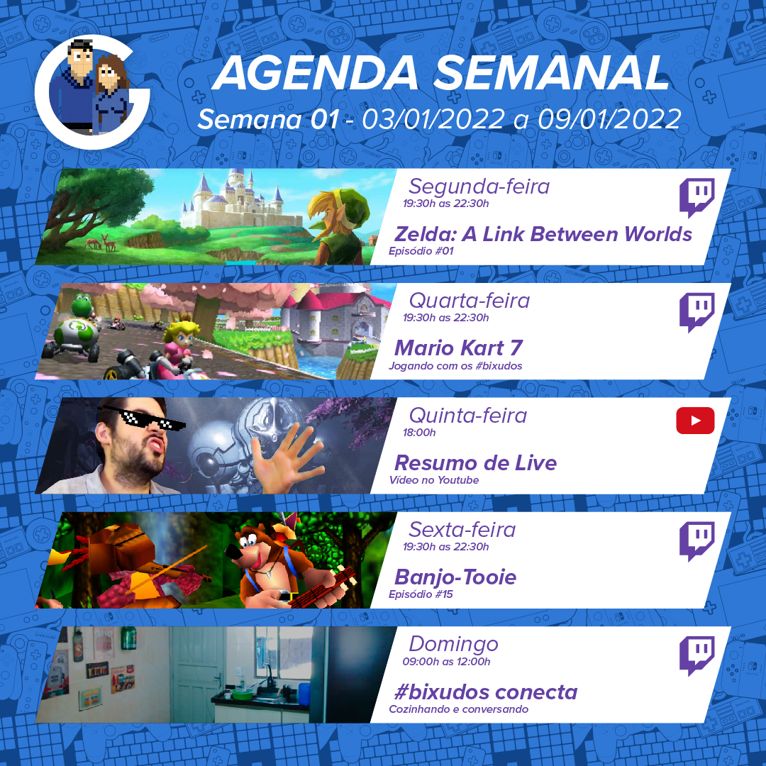 GeracaoBixudos's tweet photo. Bora começar o ano de 2022 com tudo, série nova, jogando com os #bixudos com um jogo novo.
Bora participar e se divertir!!!

#MarioKart7 #ALinkBetweenWorlds #TheLegendOfZelda #BanjoTooie #Live #Twitch https://t.co/C5YvcNxzBb