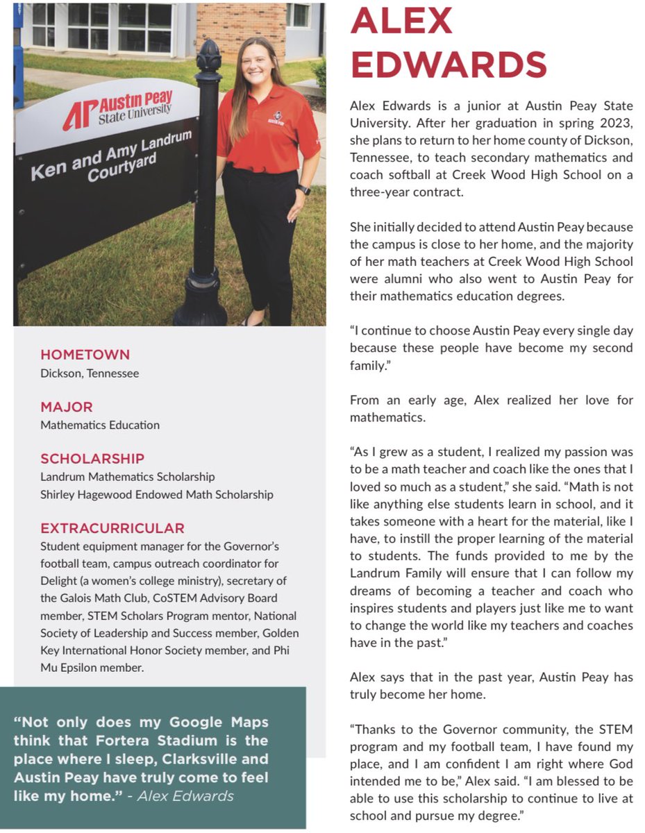 AlexMEdwards2's tweet photo. Student Spotlight @austinpeay https://t.co/xwvQLrI2gh