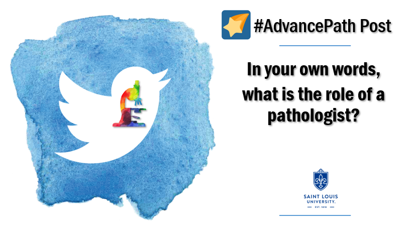 HermelinMD's tweet photo. Each #SLUSOMPath2022 Tweetorial will close with an #AdvancePath question that provides a way to expand your #MedEd knowledge.
Hereโs the first one:
๐ In your own words, how would you describe the role of the pathologist? Please answer below. https://t.co/r1tDX5aTcM