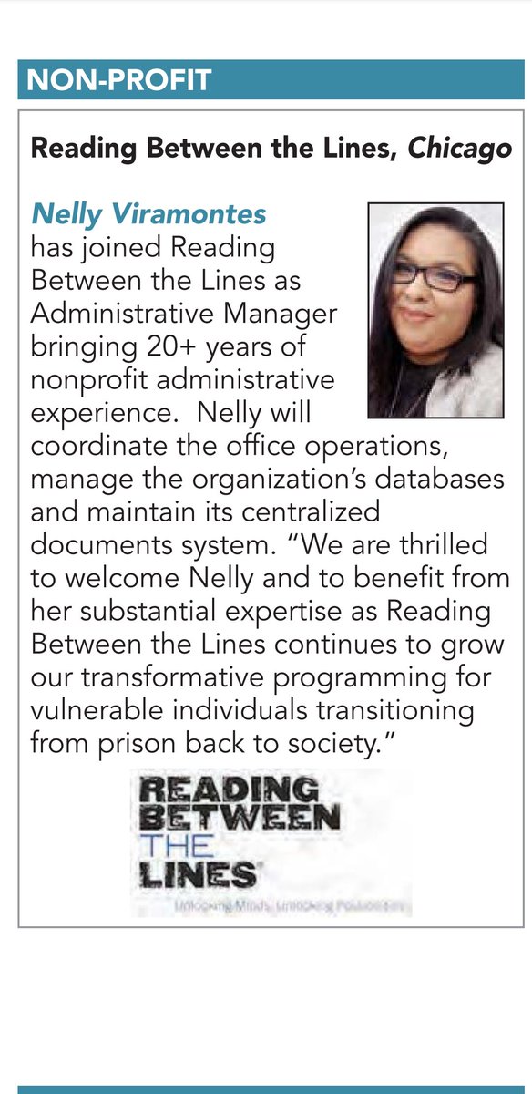 Nellyv30's tweet photo. Today is my 1st official day at @readingbetweenthelineschi I'm excited for this new opportunity with a great team and leader! Visit our website at https://t.co/Oq671I12C9 and support our work! #crainchicago Crain's Chicago Business published my new career chapter --Very grateful! https://t.co/gMNnS4iTqP