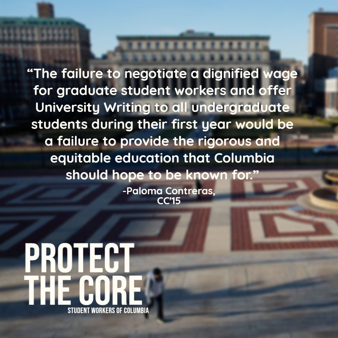 SW_Columbia's tweet photo. .@Columbia prides itself on the rigor of its Core Curriculum—and yet it is proceeding with plans to cancel dozens of sections of University Writing taught by striking workers, leaving hundreds of first-year undergrads without an introduction to college writing. #CUonStrike https://t.co/5xuE8EhQhw