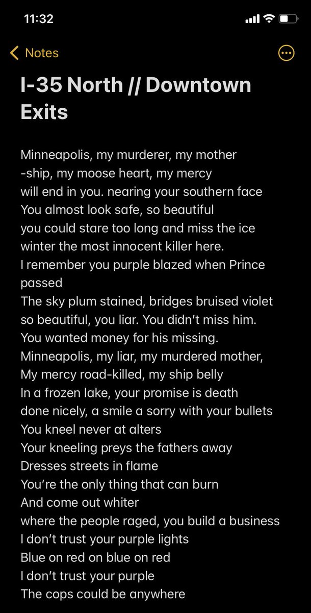 Danez_Smif's tweet photo. No music today, wrote about my fave view of Minneapolis (3/7) 💜 https://t.co/gALPUgyQDm