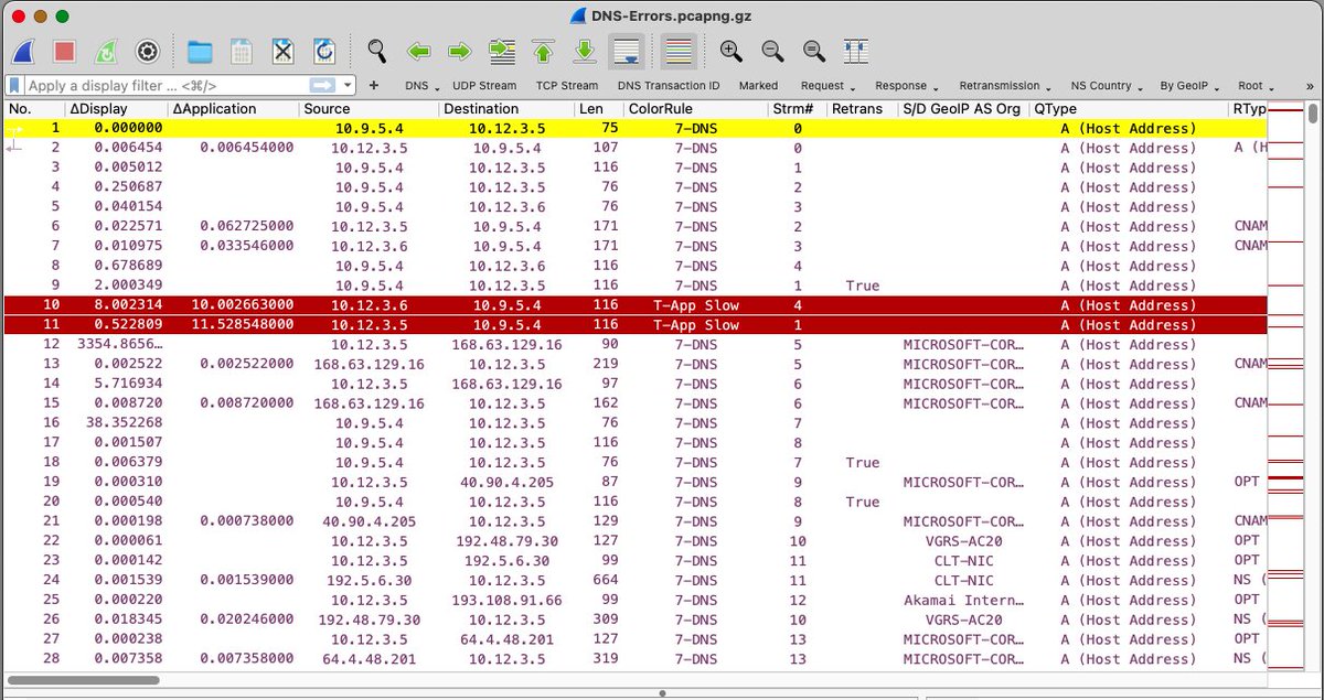PacketDetective's tweet photo. Want to up your Wireshark game? Tweak your profiles to add filters, etc. Wish there were ones already done? Check out https://t.co/CKCWFTSzqZ. I'll be adding more every week, would love it if others contributed too. https://t.co/9mqjDbIhAg