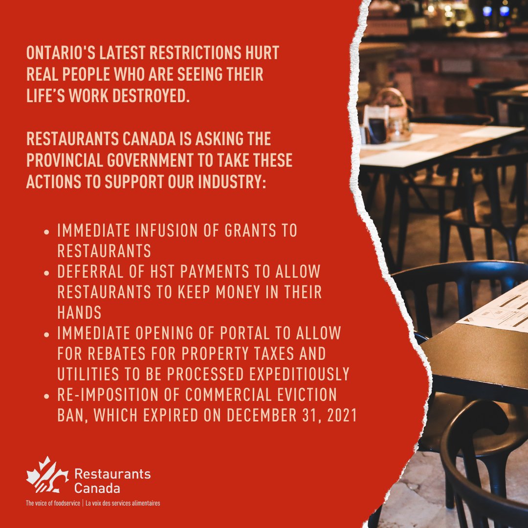 Once again, Ontario makes a move that will irreparably harm the foodservice industry without any consultation. Read our full statement in response to today’s announcement: restaurantscanada.org/industry-news/…