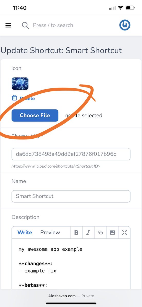 New feature: Add custom icon for Apple Shortcuts to share with friends. 

Inspired by <a href="/Smiledayo_/">２７♥</a> 🙏🙏🙏