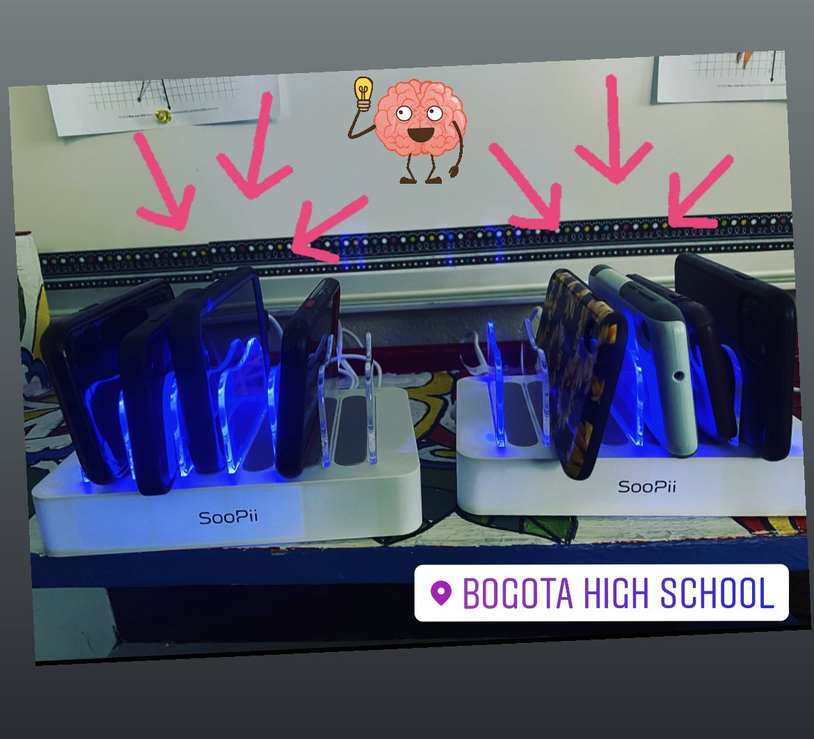 grom_jennifer's tweet image. I am not a fan of confiscating phones, but it’s hard for students to curb their tech addictions during class. Solution: Phones must be turned in, but the turn-in spot is a class charging station. Haven’t seen a phone all day! 🙌🏻  #nophones #justmath @BogotaPublic @BogotaHigh