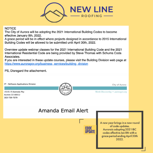 NewLineRoof's tweet photo. 2022 Code update for Aurora Colorado
#auroraroofer #residentialroofer #buidlingcodes https://t.co/WgMd99pnHY