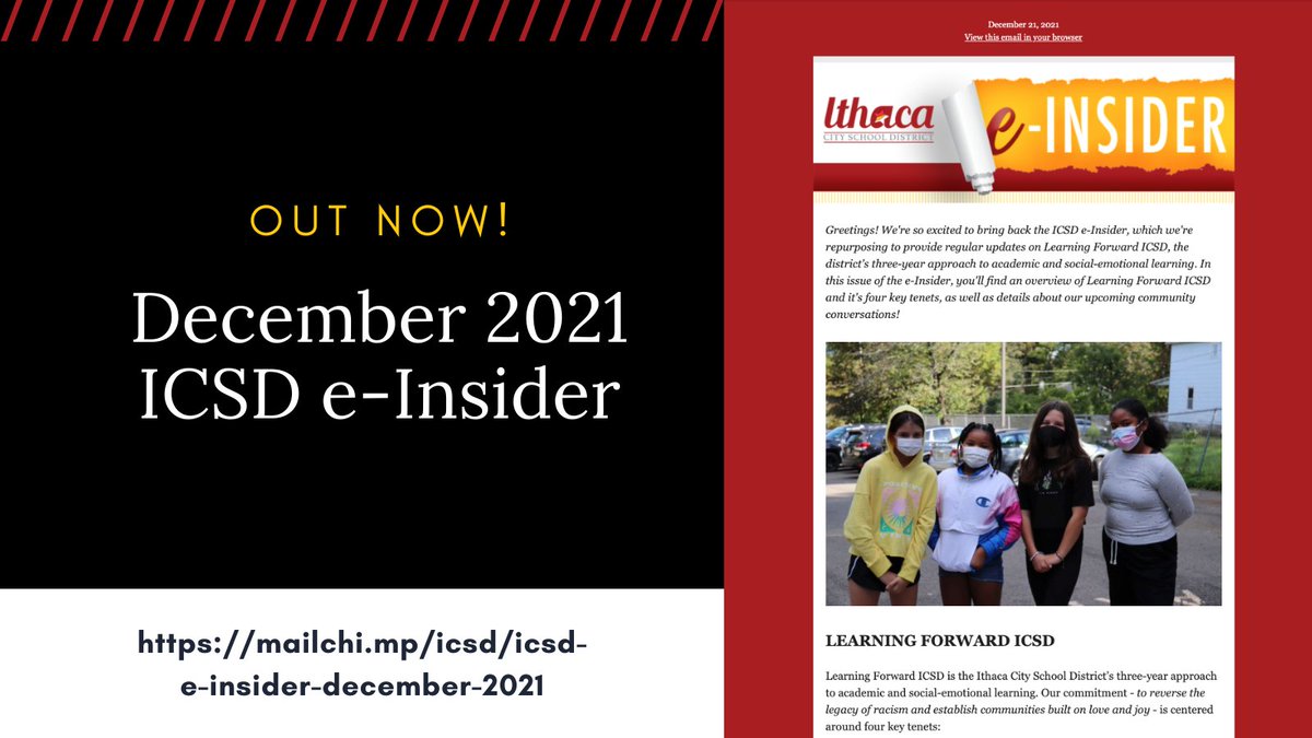 IthacaNYSchools's tweet image. If you haven&apos;t already, check out last month&apos;s issue of the ICSD e-Insider for updates on Learning Forward ICSD -- the district&apos;s three-year approach to academic and social-emotional learning -- and details about our upcoming community conversations! mailchi.mp/icsd/icsd-e-in…