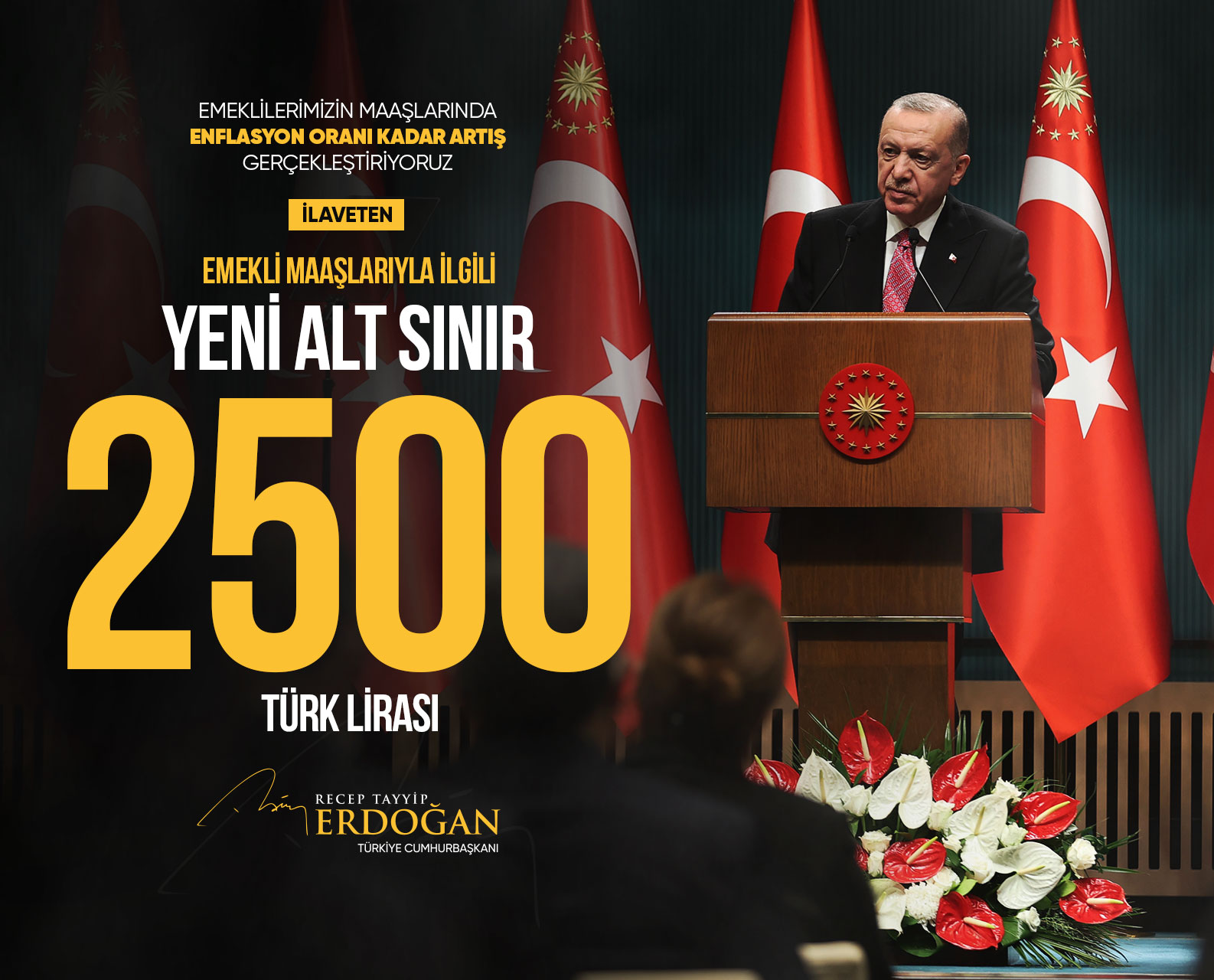 Recep Tayyip Erdoğan on Twitter: "Düşük maaş alan emeklilerimizle ilgili yeni bir alt sınır