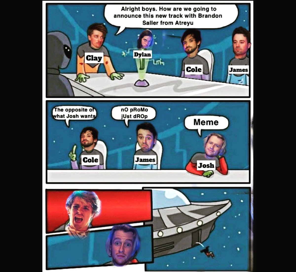 9thplanetband's tweet photo. 🚨 New Music Alert 🚨
We went with a meme 😂 Our new single “Don’t Let It Fall”, featuring @brandonsaller of @atreyuofficial is available everywhere 1/14/2022!!
Pre-save link to catch it as soon as it drops:
https://t.co/5ZSHTee9ih
#newmusic #newrelease #atreyu #9PO https://t.co/HoTT9wiJLq