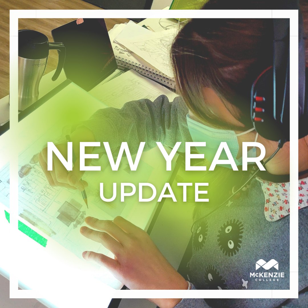 Happy New Year!
We are encouraging all students to move to online classes due to the recent increase in Covid cases throughout the Province. This recommendation will stay in place until Jan 21st, and we will re-evaluate our protocols at that time.

mckenzie.edu/all-news/new-y…