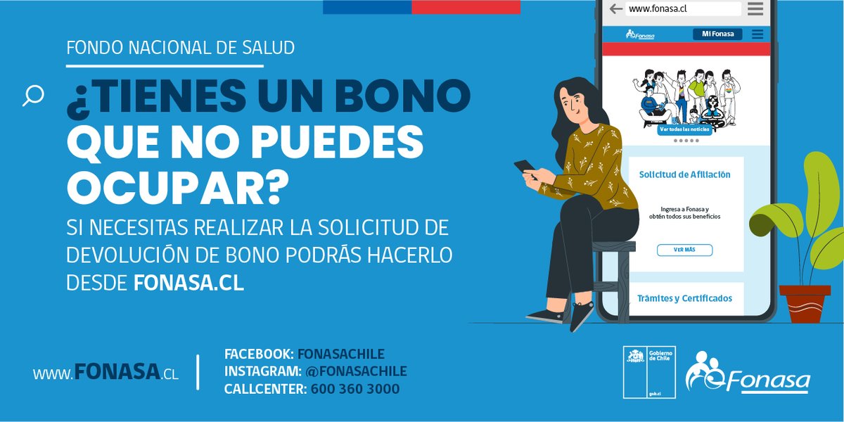 Fonasa's tweet photo. 🤔 ¿Necesitas devolver un bono que no utilizaste? 

¡Puedes hacerlo desde tu casa 🏘️!

➡️ Realiza este trámite en el siguiente link: https://t.co/ZTOwSmdmzC https://t.co/YGOA8xwOwt