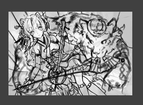3日から描き始める年賀絵じゃない(今月に終わるんだろうか) 