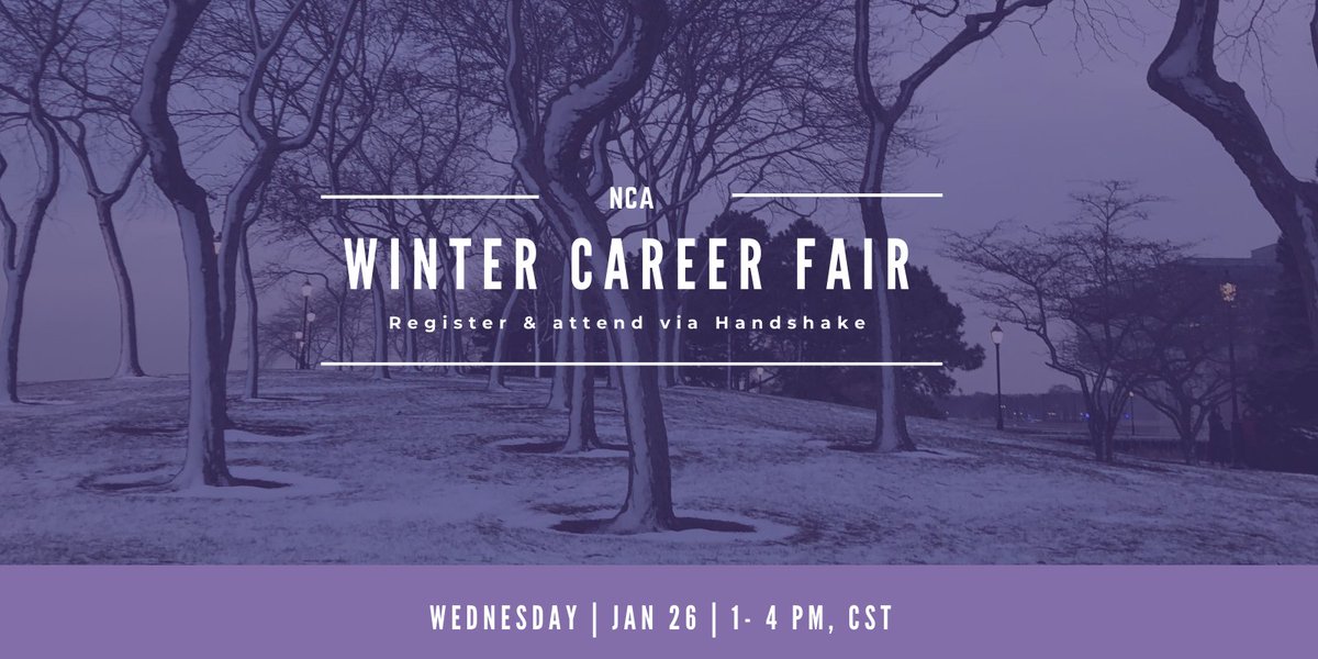 📣 ⚠️ Registration for the NCA Winter Career Fair opens today! Head to Handshake to register!