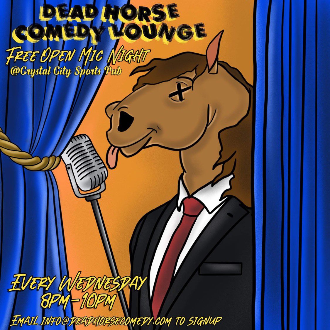 DeadhorseDMV's tweet photo. Weekly free open mic comedy show, beginning Wednesday, Jan. 26. Join the email lists at the link in the bio for info about shows (or signups). https://t.co/fj7yQJtihN