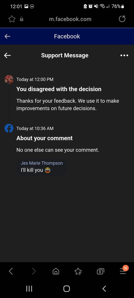 Jes_Slaughter's tweet photo. Ok @Facebook I can't even joke with my friends. Chill the fuck out. https://t.co/C6Nfbm3Ly0