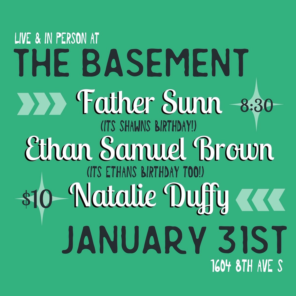 JUST ANNOUNCED!! <a href="/fathersunn/">FatherSunn</a> @ethansamuelbrown and <a href="/datnuffy/">Natalie Duffy</a> will be in the house on Jan. 31st. Tickets are on sale now: thebasementnashville.com 🎟️