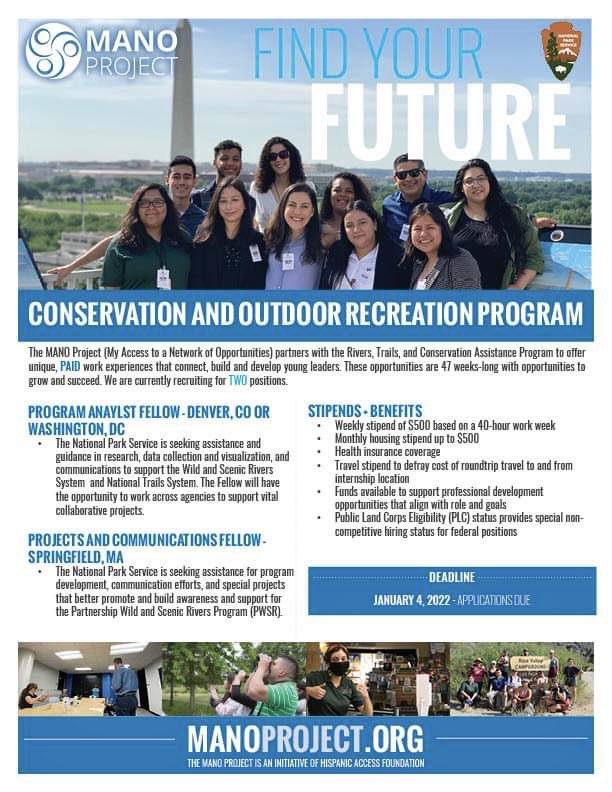 NPS Youth & Young Adult Programs (@npsyouth) on Twitter photo 🤔 Looking for an 11-month fellowship and interested in #communications or program work? Apply by #TMRW, Jan. 4 for these two <a href="/HispanicAccess/">Hispanic Access Foundation</a> (HAF) Outdoor Recreation Program #internships w/ <a href="/RTCANPS/">NPS - Rivers, Trails and Conservation Assistance</a> ➡️ manoproject.org/internships
📸 Courtesy of HAF
#FindYourPark #NPSYouth #HAF 🤔 Looking for an 11-month fellowship and interested in #communications or program work? Apply by #TMRW, Jan. 4 for these two <a href="/HispanicAccess/">Hispanic Access Foundation</a> (HAF) Outdoor Recreation Program #internships w/ <a href="/RTCANPS/">NPS - Rivers, Trails and Conservation Assistance</a> ➡️ manoproject.org/internships
📸 Courtesy of HAF
#FindYourPark #NPSYouth #HAF