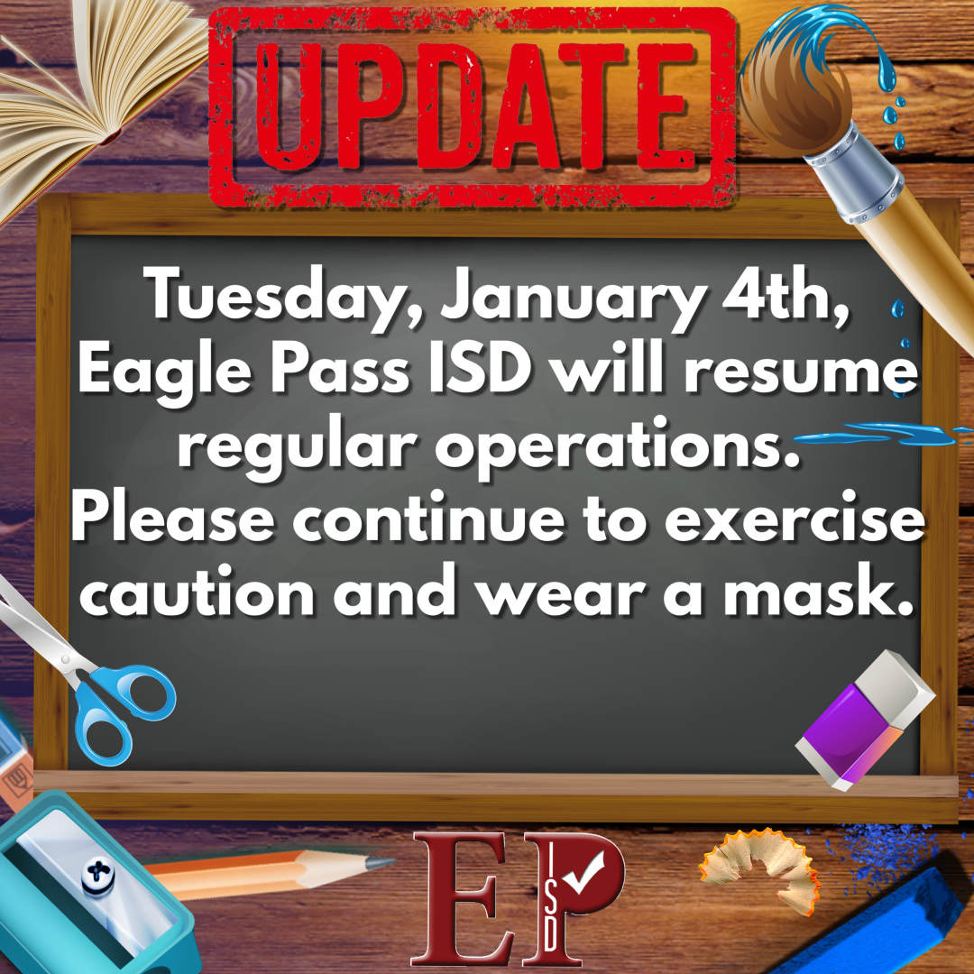 EaglePassISD's tweet photo. EPISD will resume regular operations on Tuesday, January 4th.
If your child is experiencing any of the following listed in the photo PLEASE DO NOT SEND THEM TO SCHOOL https://t.co/S0NSga4x7r