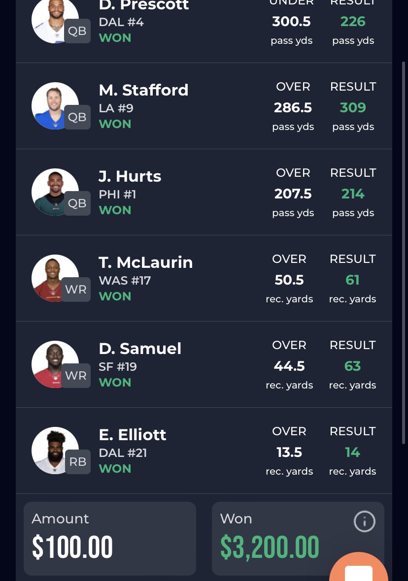 🚨WINNER OF THE NIGHT🚨

Want to be like this user and win big playing HotStreak?! 👀👀

Join now and you can have that opportunity ⬇️

join.hotstreak.gg/3zPgOP2

#nfl #football #fantasyfootball #fantasysports #fantasysportsapp #nfldfs #nfltwitter
