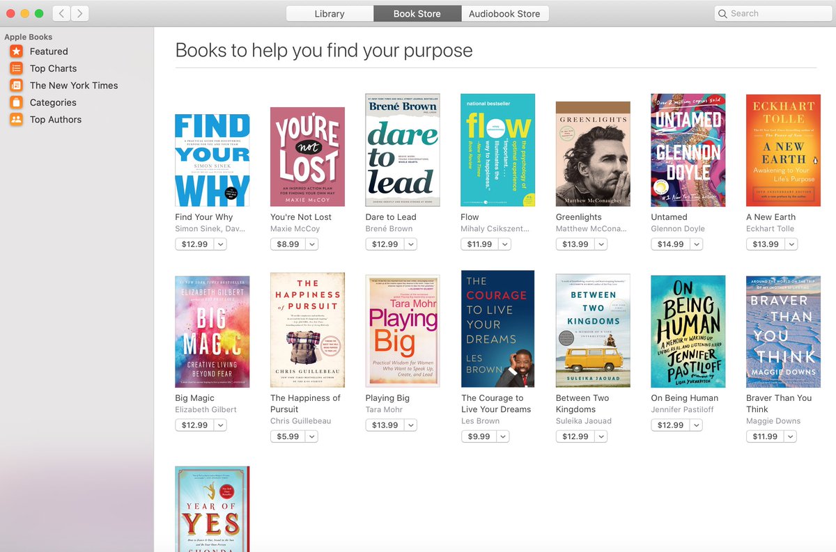 MaxieMcCoy's tweet photo. Absolutely dying. What a mind blowing way to start the year, with YOU'RE NOT LOST at the top of Apple Books curated list for finding your purpose (and in the company of some of my heroes @GilbertLiz @BreneBrown @shonda). Just wow. #batshitgrateful https://t.co/FvvtRsxxtG