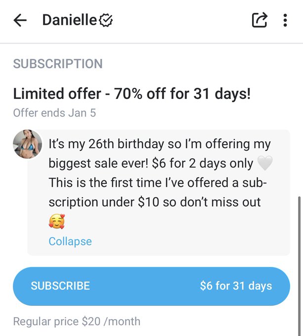 Birthday sale! My onlyfans is $6 for the next 2 days only to celebrate turning 26 🤍 my biggest sale ever