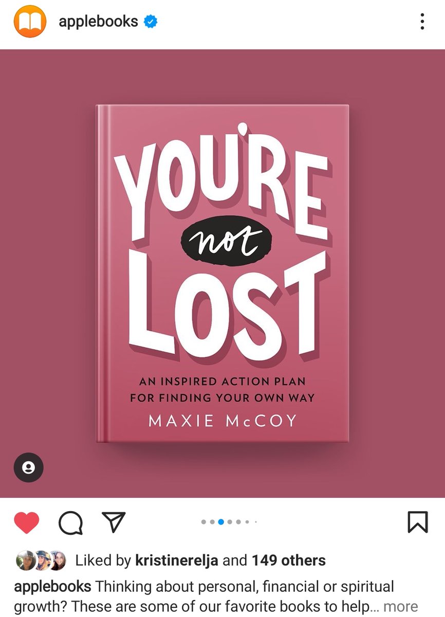 MaxieMcCoy's tweet photo. Absolutely dying. What a mind blowing way to start the year, with YOU'RE NOT LOST at the top of Apple Books curated list for finding your purpose (and in the company of some of my heroes @GilbertLiz @BreneBrown @shonda). Just wow. #batshitgrateful https://t.co/FvvtRsxxtG