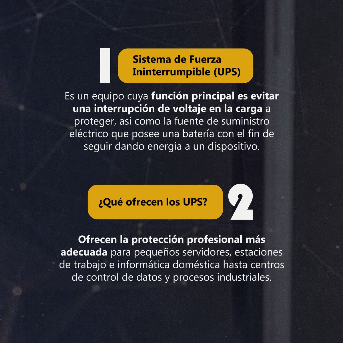 omar_ram101's tweet photo. Su misión es proporcionar a los dispositivos alimentación en corriente continua tras el fallo del suministro primario de energía; el tiempo de asistencia dependerá del modelo y sus características.

#ups #battery #baterias #telecomunicaciones #energia https://t.co/u88MTKawRn