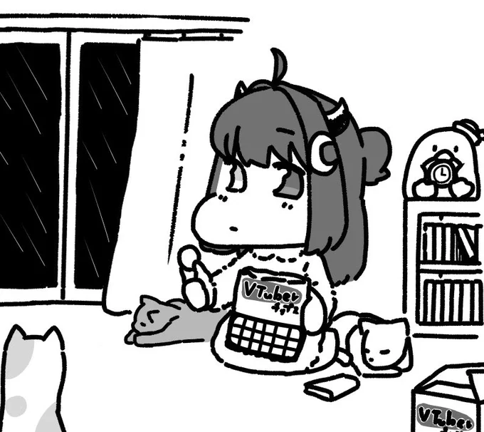 ロアちゃんおいらはブルブルブルドーザーになって労働タイム!
ロアちゃんは配信で応援の言葉とかくれて、その言葉を聞き返すと、その日以上のエネルギー貰えるよ
だからおいらもロアちゃんにフレ～フレ～ロアちゃん!の気持ちだ

ロアちゃんが台風の時ポテチを食べてた時に描いたやつ
 #ロアちゃんへ 