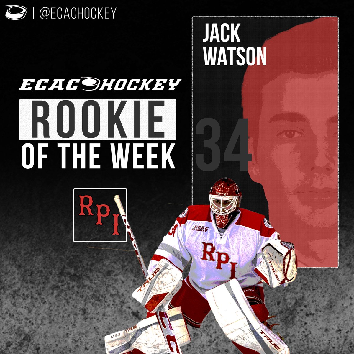 ROOKIE OF THE WEEK 🏅

Jack Watson earned his first collegiate win in just his second start on Thursday, stopping 2️⃣9️⃣ shots in a 3-2 win over Vermont for <a href="/RPI_Hockey/">RPI Men's Hockey</a> .