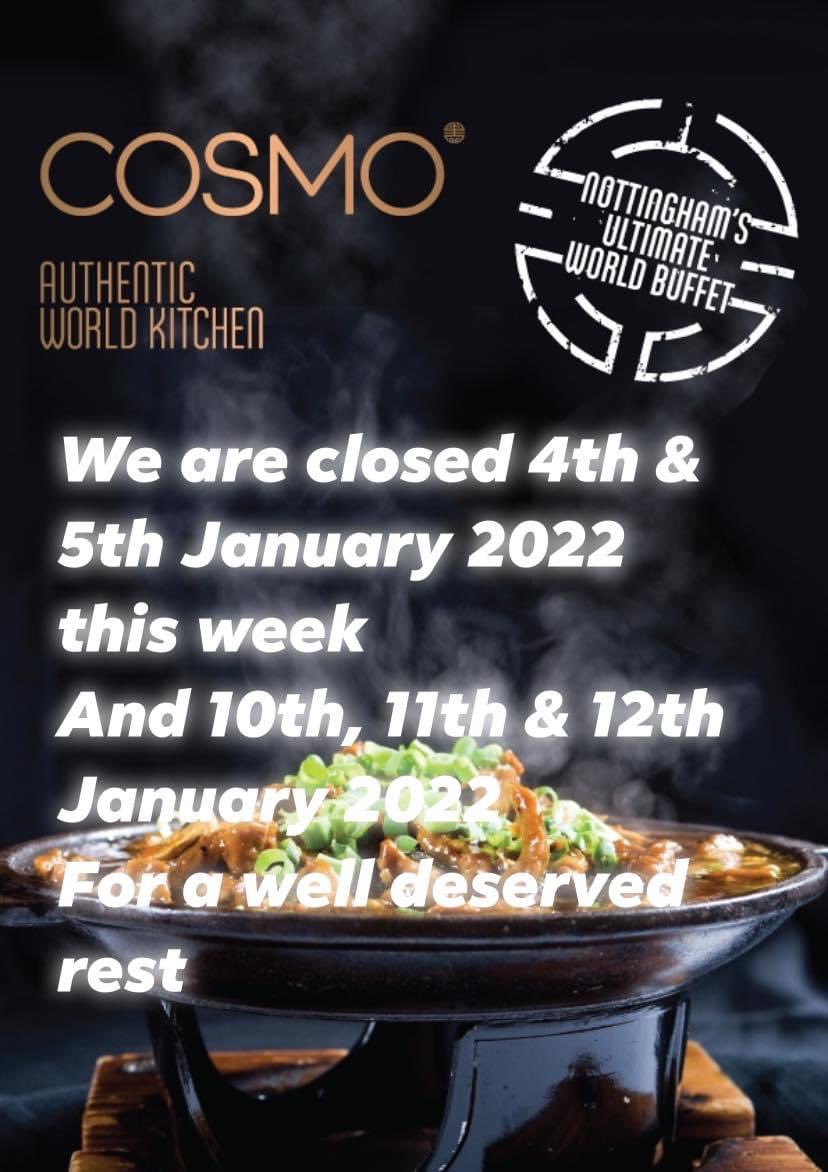 CosmoNottingham's tweet photo. Happy New Year. Our team are taking a few days off to recharge their batteries and prepare for our Chinese New Year celebrations. Plans to be announced shortly 😉 https://t.co/XU4yo4nWeu