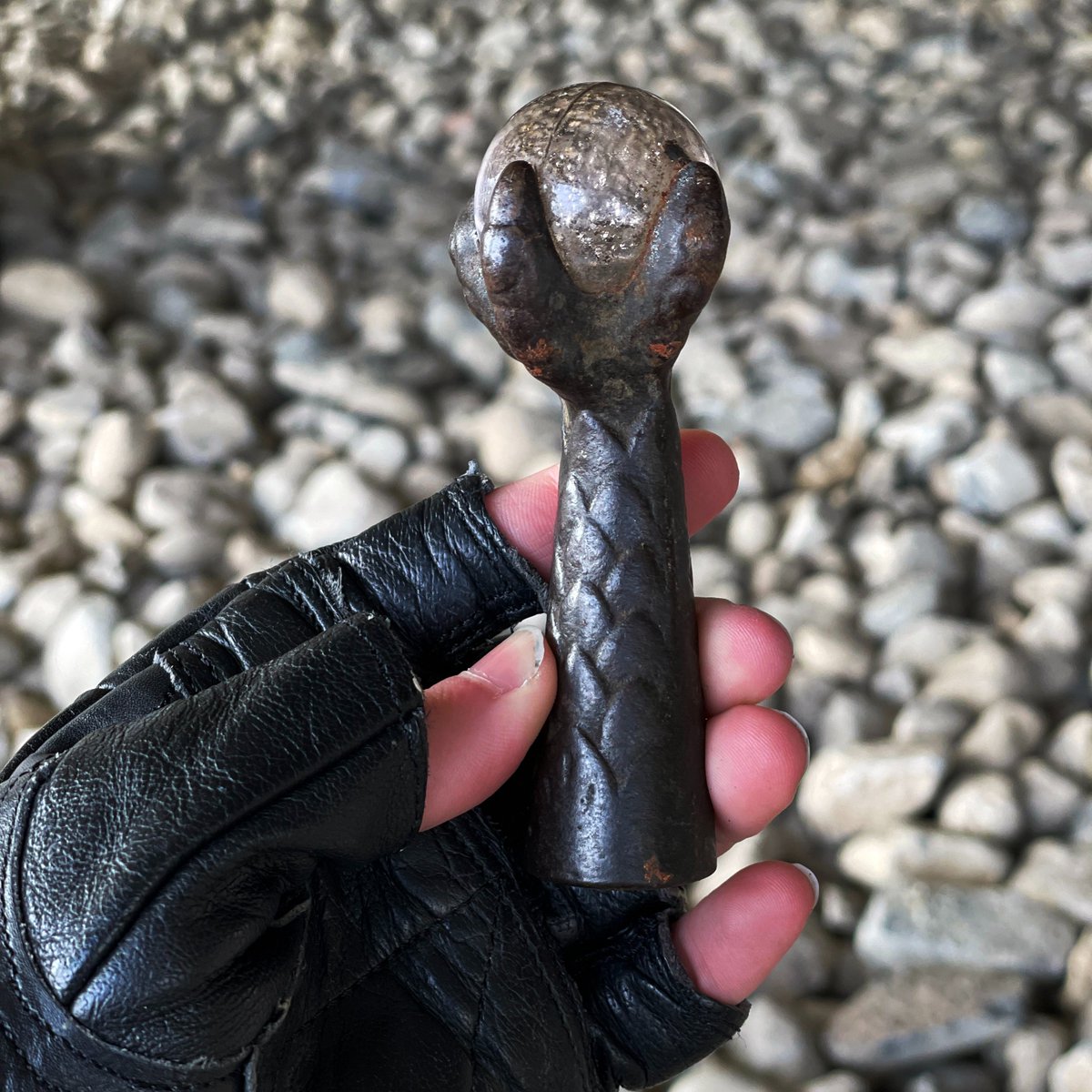 Fun #trashfind. I got three of these gorgeous claw-and-glass feet off a busted antique piano stool I found on the sidewalk. #trashpicking #antiques #salvage