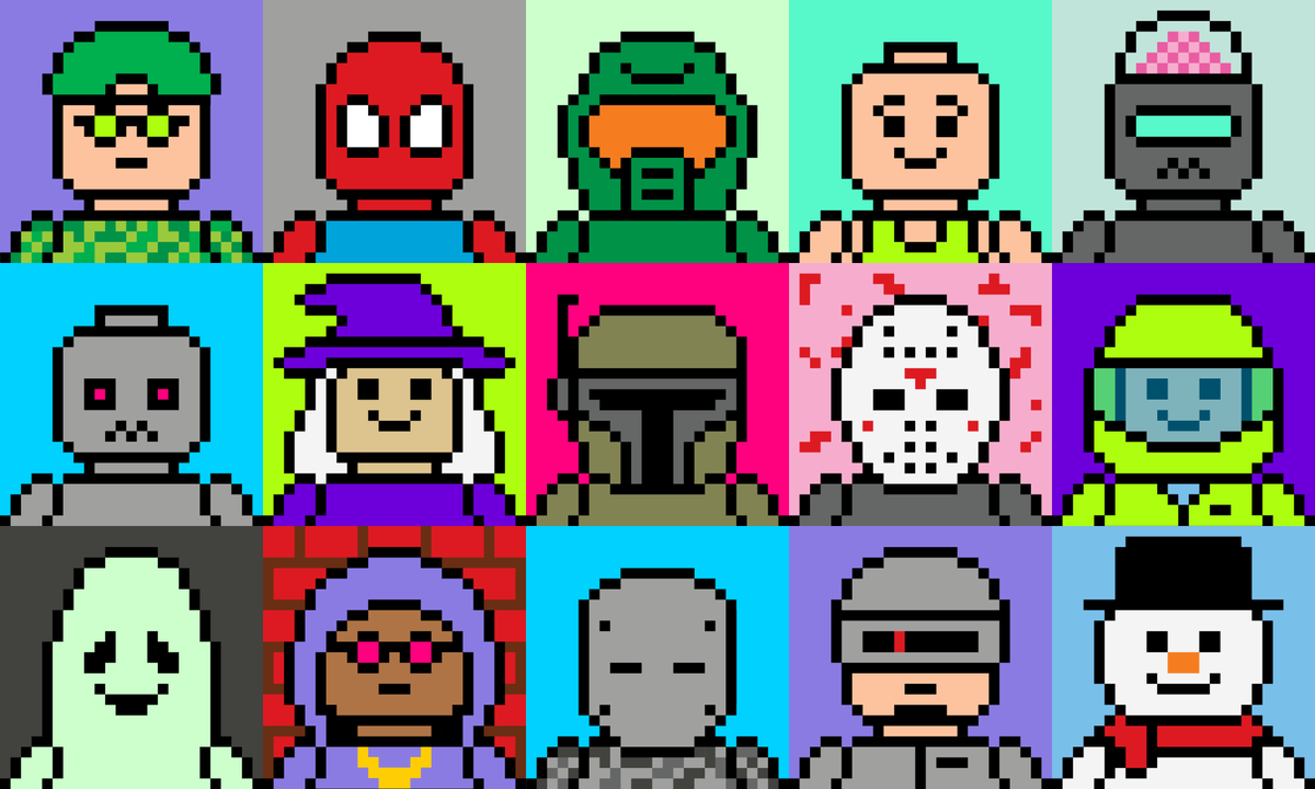 blockheadsfam's tweet photo. A sneak peek at some of the over 700 new pieces in Blockheads v2 – launching soon! https://t.co/iNk2LPPslP