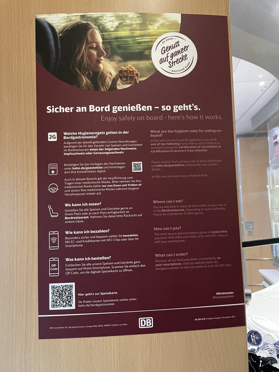 dieg0's tweet photo. Betritt man eigentlich im Speisewagen von @ceskedrahy_ auch zw. Hamburg und Bad Schandau tschechisches Staatsgebiet (🤡) oder wie ist das zu erklären, dass hier #3G gilt und nicht wie bspw. in ICEs der @DB_Bahn #2G? Kontrolliert wurde übrigens im ganzen Zug nichts davon. #EC177 https://t.co/cK5iXNX5Hn