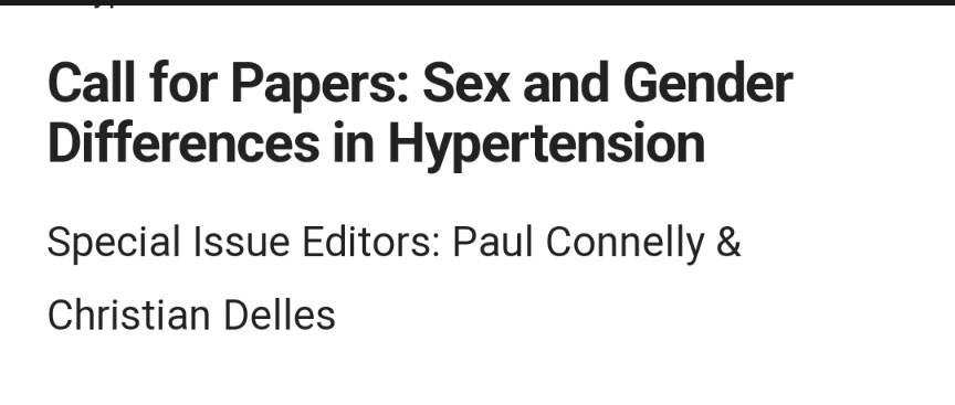 Call for papers: sex and gender differences in hypertension. Submission deadline: 30th April 2022 go.nature.com/3oyEgOg