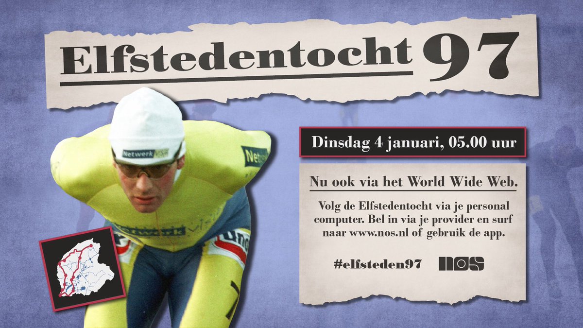 Jûn betiid op bêd! Vanaf morgenochtend 5:00 uur herbeleef je de 15e Elfstedentocht. Exact 25 jaar geleden. Op NOS.nl de complete uitzending, op NPO1 17 korte journaaltjes en om 20:30 uur een speciale show met hoofdrolspelers. Oant moarn! #schaatsen #11steden #NOS