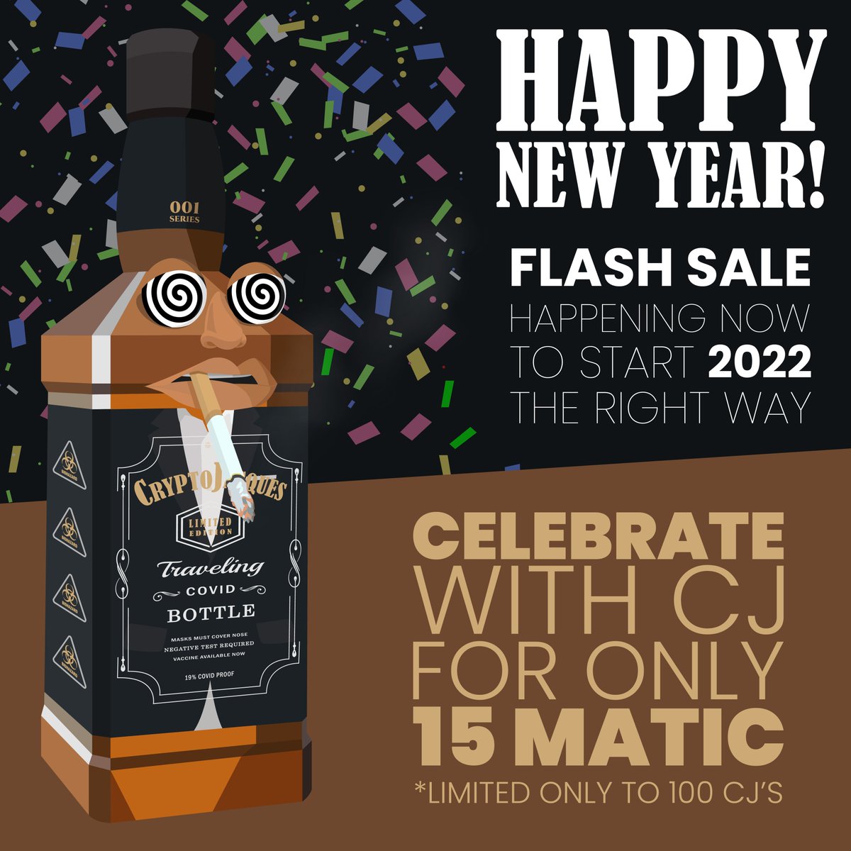 cryptojacquesio's tweet photo. 🎉 HAPPY NEW YEAR! 🥳
🍃 Mint is now open! 🔓

To celebrate, we are doing a flash sale limited to 100 CJs. Get your CJ now for only 15 MATIC!

🔗 Visit the website in the link in our bio for more info! 

#cj #mint #flash #sale #nft #cryptocurrencies https://t.co/VcDV1NmAOW