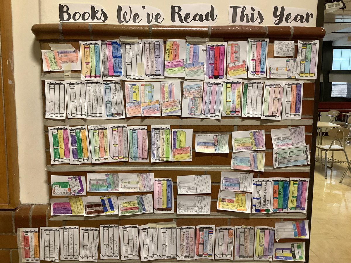 caryncap718's tweet photo. Spent some time today celebrating all of the books we’ve read as a reading community since September 📚😎📆 So many readers ventured far outside their comfort zones with some of these titles! #readersgonnaread #readersareleaders #critlit @kmclyons @raq_rbenitez @HighlandsMS_WP https://t.co/q9Twnrm8sp