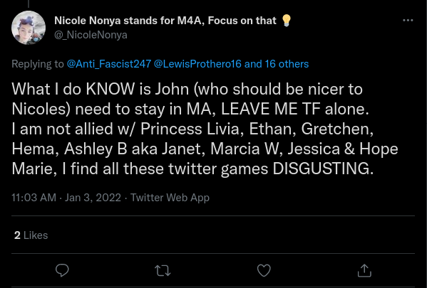 BlockedByMartin's tweet photo. K @_NicoleNonya  its time you fucked all the way off. Take Prez with you. 

Remember it was you that opened the can.

YOU threadjacked me.  You came into a thread where you were not mentioned and started shit. 

YOU were told to stop and leave.

Now YOU will get the consequences. https://t.co/KahlTDWiiA