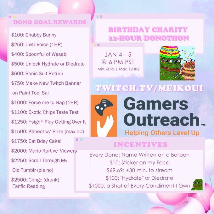 Spending my 21st Birthday raising donations towards the Gamers Outreach Foundation! Hang out with me<a href="/tag/residentevil7"class="tags"><span>#residentevil7</span></a><a href="/tag/twitchclips"class="tags"><span>#twitchclips</span></a><a href="/tag/spoopytuesday"class="tags"><span>#spoopytuesday</span></a>
