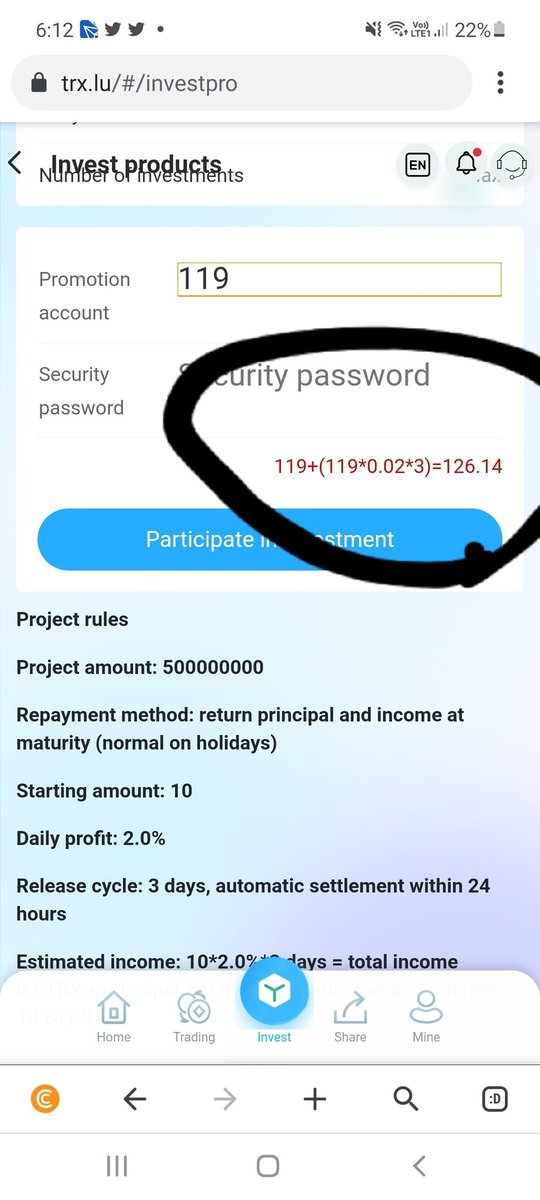 crypt_dropper's tweet photo. @Tronminingg That doesn't even work...try 100trx withdraw 505trx after 3 days at 1.5%? That's the total with 2% so how the hell you get 505,maybe your calculators broke? https://t.co/nlvkFNwZ8s