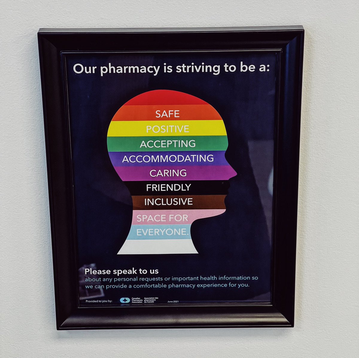 We love this! Seen at Medi-Drugs in Millcreek 💛✨ @CPhAAPhC #pharmacy #inclusivespaces