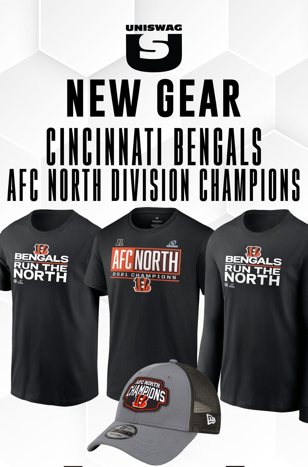 UNISWAG on X: 'The @Bengals are the AFC North Champions! Grab your official  gear here:  #uniswag  / X