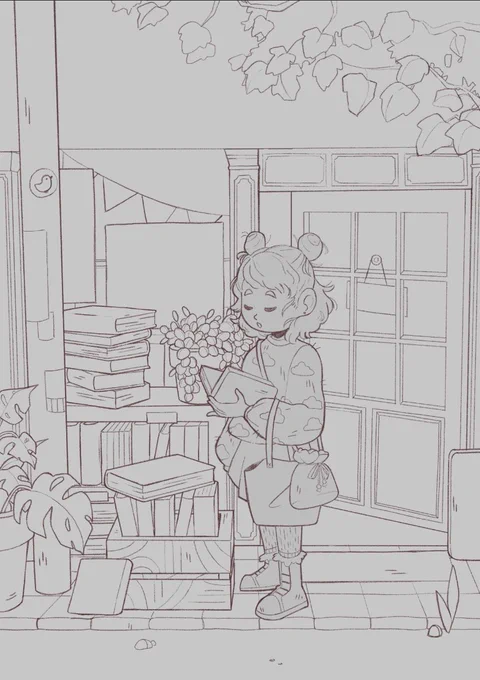 One of my new year's resolution was to do more complex illustrations, so here's a wip of the first one!Lineart almost finished, yay 