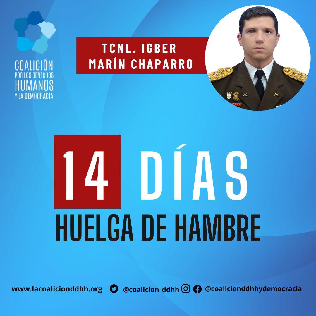 🚨#ALERTA 
Hoy el Tcnel. Igbert Marín Chaparro cumple14 días en huelga de hambre en los calabozos del DGCIM de Boleíta Caracas Venezuela, reclamando la presencia de la Comisión de la #ONU <a href="/mbachelet/">Michelle Bachelet</a> <a href="/UNHumanRights/">UN Human Rights</a> <a href="/ICRC/">ICRC</a> @MinpublicoVE <a href="/Defensoria_Vzla/">Defensor del Pueblo</a> 

#DileNoALaTortura