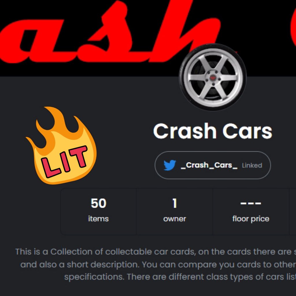 _Crash_Cars_'s tweet photo. 50 items 🥳
Listing them soon!
Check it out: 
https://t.co/xXa1wm93uY

#nft #NFTCommmunity #NFTs #cars #cards #OpenSeaNFT https://t.co/ci825ETArc