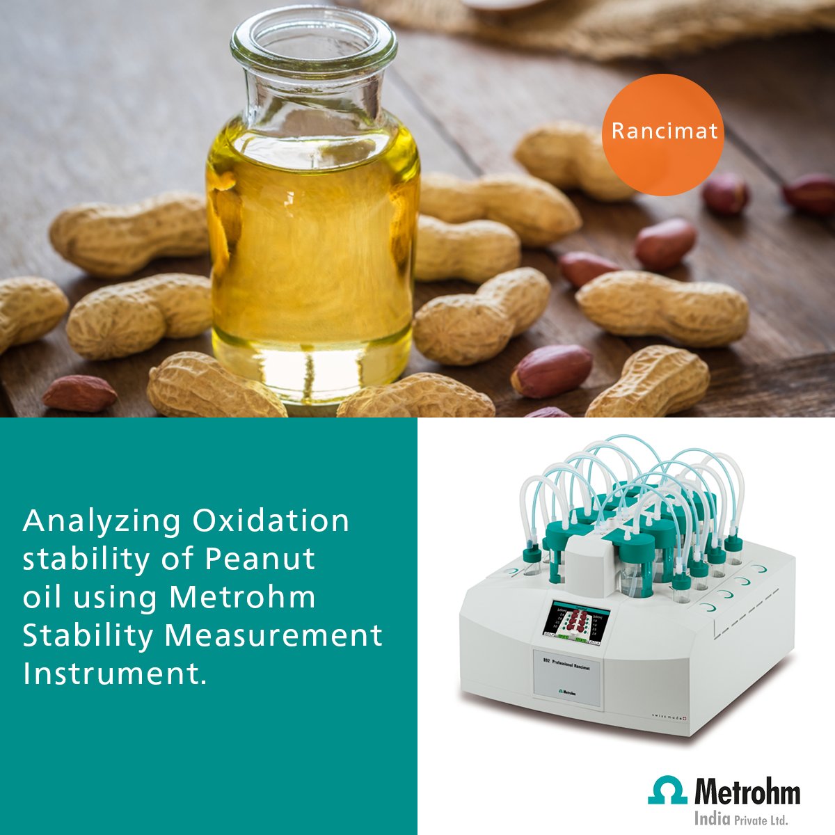 Metrohm_India's tweet photo. An oil can oxidize due to a series of chemical reactions involving oxygen. Peanut oil is widely used in food, but it is susceptible to oxidation. Read our application https://t.co/pucbhEhjtR
#Rancimat #OxidationStability #QualityTest #QualityAssurance #Metrohm #MetrohmIndia https://t.co/5EjRkOKPMs